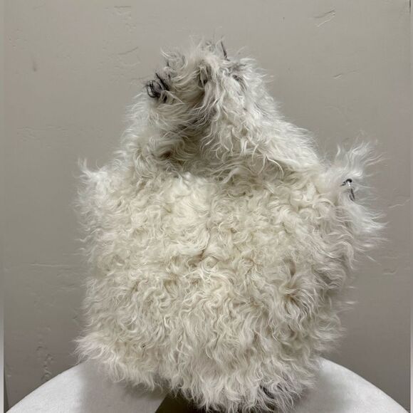 Natural Tigrado Curly Lamb Fur Tote/Handmade Shearling Top Handle Bag/Crossbody - Picture 6 of 16